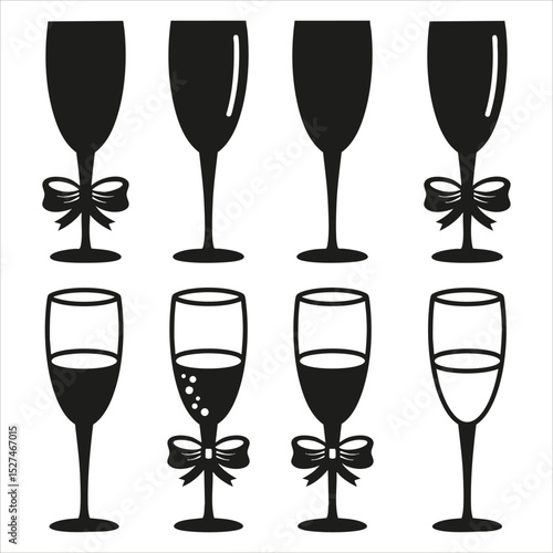 Champagne Glass - Modern Drink Celebration Vector Set