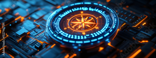 Wallpaper Mural Futuristic Digital Compass Interface Torontodigital.ca