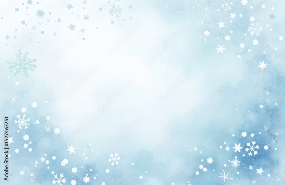Abstract watercolor blue winter background with snowflakes. Winter art design with sky pattern snow. Light blue watercolor paper texture. New Year, Christmas holiday card, poster, banner template. Abstract watercolor blue winter background with snowflakes. Winter art design with sky pattern snow. Light blue watercolor paper texture. New Year, Christmas holiday card, poster, banner template.