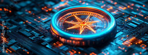 Wallpaper Mural Futuristic Digital Compass Interface Torontodigital.ca