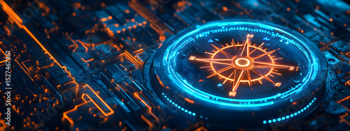 Wallpaper Mural Futuristic Digital Compass Interface Torontodigital.ca