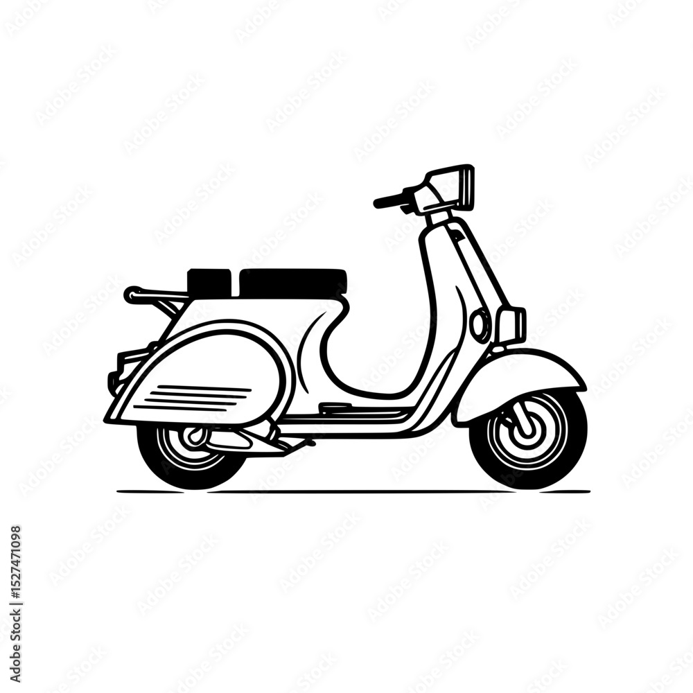 Fototapeta premium Modern Mobility: Minimalist Side Picture Scooter Vector Illustrations