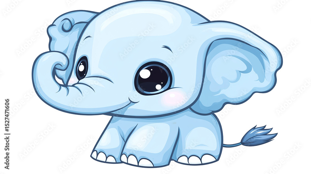 Obraz premium Cute Baby Elephant Cartoon Illustration