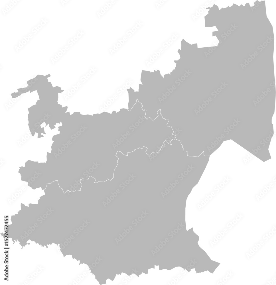 Obraz premium Mpumalanga, South Africa – administrative vector map with district boundaries (Web Mercator projection, PPT-compatible & fully editable)
