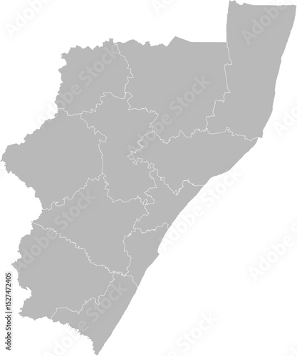 KwaZulu-Natal, South Africa – administrative vector map with district boundaries (Web Mercator projection, PPT-compatible & fully editable)