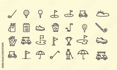 golf line icons set. golf club, player, tournament, outdoor sport vector illustration