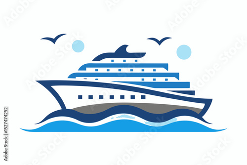 cruise ship water waves icon