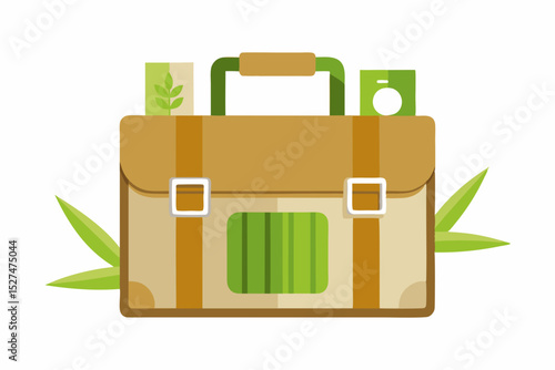 sustainable travel briefcase icon bamboo te