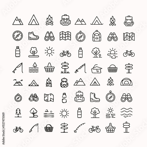 Collection of outdoor thin line icon set. Outdoor vector icons. editable stroke