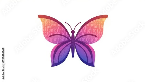 Wallpaper Mural Colorful digital butterfly design with binary code pattern, symbolizing transformation and technology Torontodigital.ca