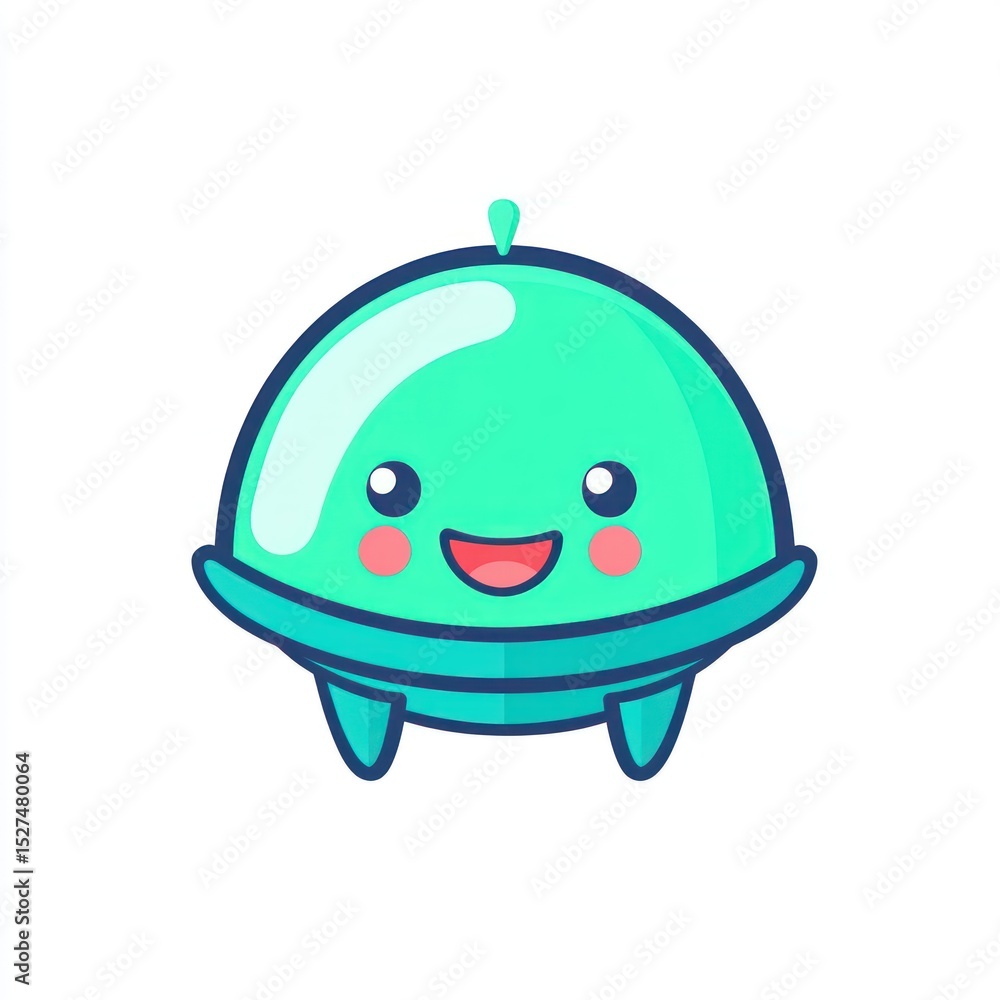 Obraz premium Cute, cartoon alien spaceship