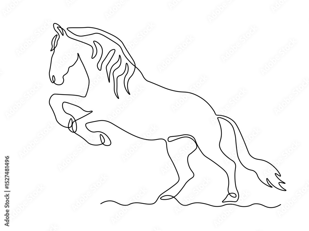 Obraz premium abstract horse, continuous one single line art hand drawing sketch logo
