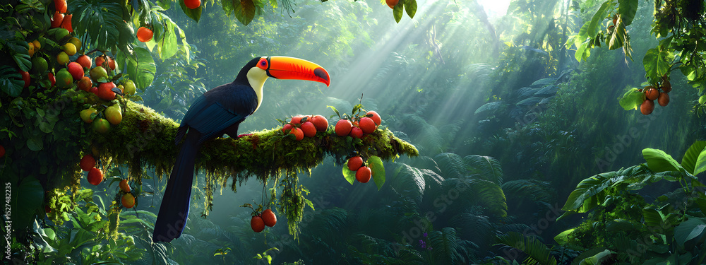 Fototapeta premium Lush Jungle with Toucan