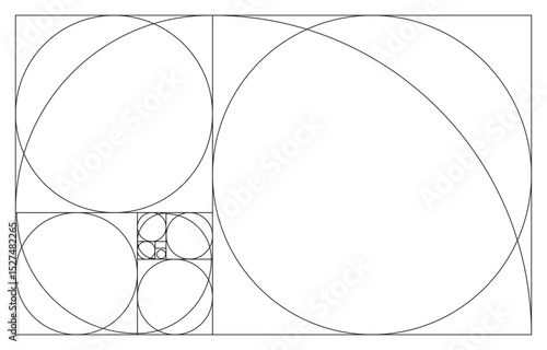 Golden Ratio, Phi, Fibonacci Sequence Illustration, Mathematical, Architectural Pattern, Sacred Geometry Clipart