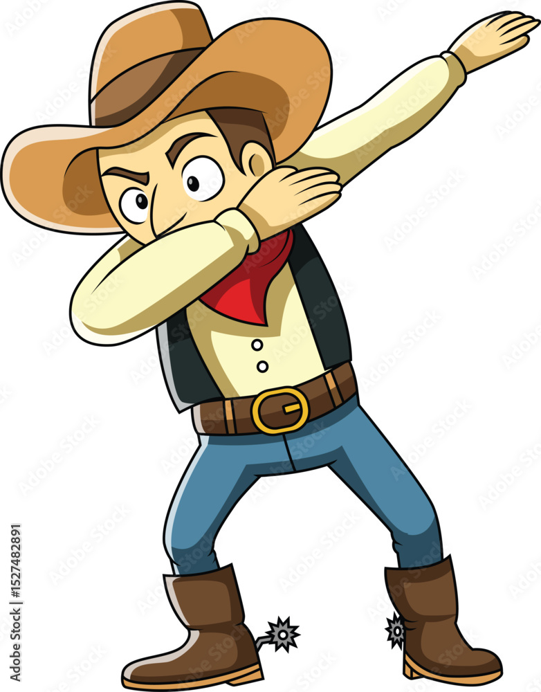 Fototapeta premium Dabbing Cowboy Character Vector Image