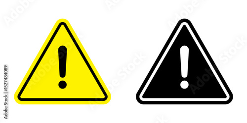 Warning triangle icon. Yellow caution warn in png. Warning sign with exclamation mark. Alert warn in triangle.