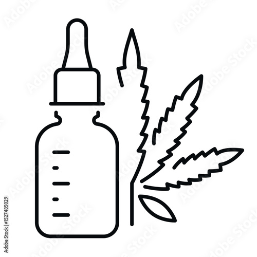 Cannabis oil bottle icon highlighting the natural healing aspects of the plant