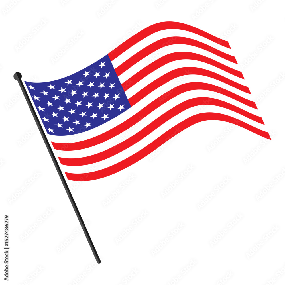 Fototapeta premium American flag on white background