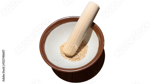 すり鉢とすりこぎでゴマをすり潰す和の風景