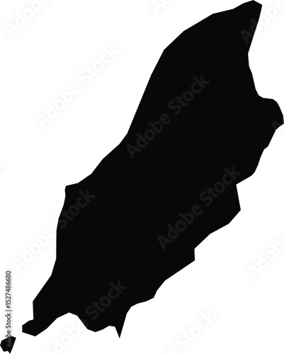 black silhouette map of isle of man with island outline isolated on white background for graphic or print use