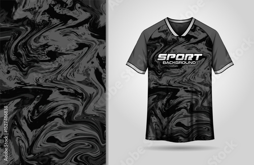Abstract sports black grunge liquify background for jersey design