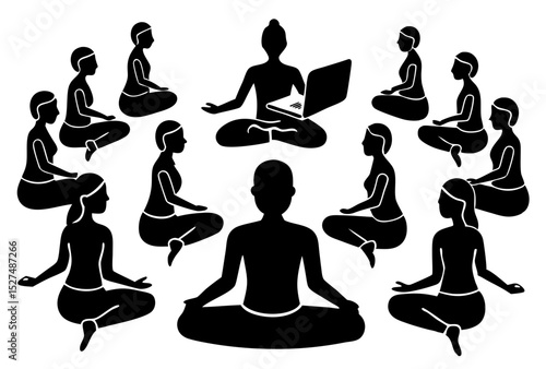 Online yoga class meditation session illustration
