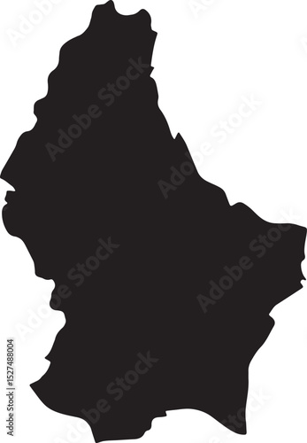 black silhouette map of luxembourg with national borders isolated on white background for graphic or print design use

