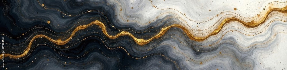 Fototapeta premium Elegant black, grey, gold marble ink wash on textured paper , ink, elegant