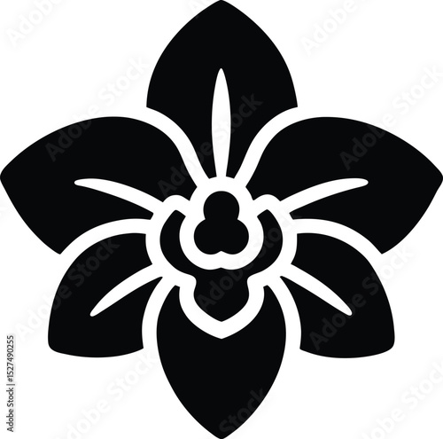 Orchid Flower Vector Icon, Elegant Botanical Silhouette for Branding, Floral Motif and Nature Design