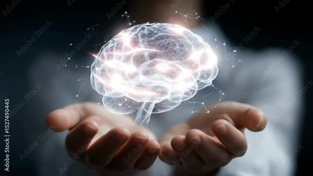 Human hands cradle rotating brain with glowing, pulsating synapses—striking visual metaphor for neuroscience, innovation, and cognitive connectivity Human hands cradle rotating brain with glowing, pulsating synapses—striking visual metaphor for neuroscience, innovation, and cognitive connectivity