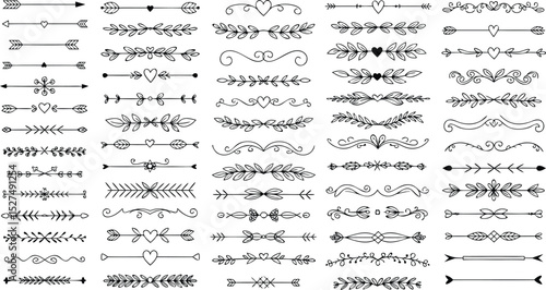 Wallpaper Mural Elegant hand drawn decorative borders and dividers collection for wedding invitations and design projects Torontodigital.ca