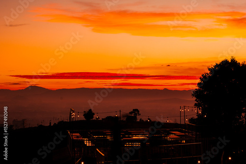 sunset at the city