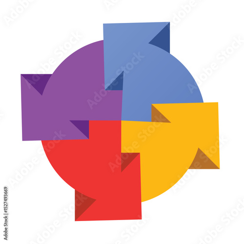 Four arrows circle. Arrow icon. Symbol or emblem in flat style. Exchange data symbol icon. vector illustration