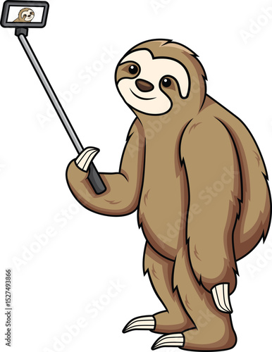 Sloth Taking A Selfie Vector Image
