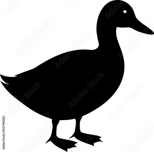 duck icon in black isolated silhouette, clean vector