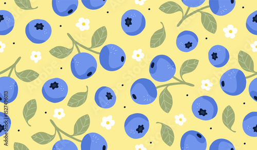 Cute blueberry fruits pattern background vector design