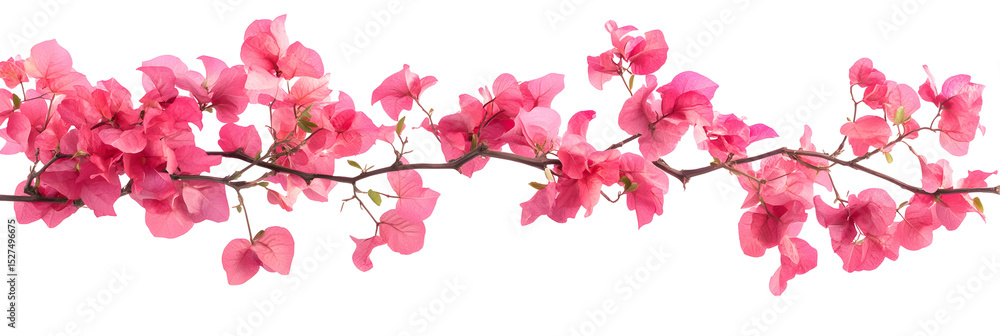 Fototapeta premium Delicate beauty of bougainvillea blooms isolated against a stark black background