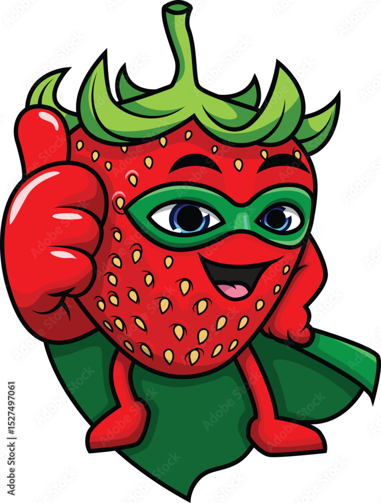 Fototapeta premium Strawberry Superhero Character Vector Image