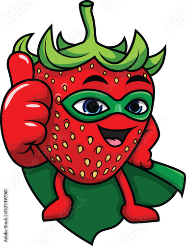 Strawberry Superhero Character Vector Image
