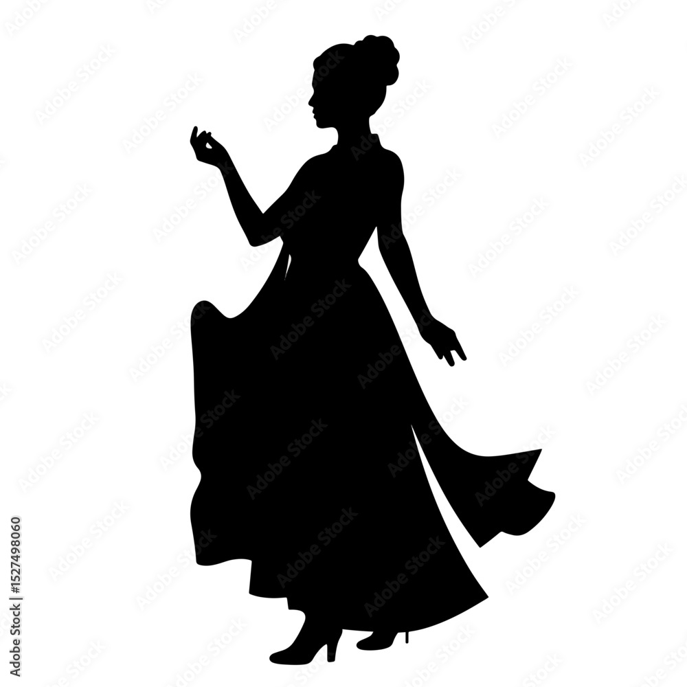 Fototapeta premium Elegant silhouette of a woman in traditional attire, cultural beauty