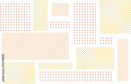 オレンジのドットミックスのパッチワーク風背景イラスト　Adobe Illustrator Artwork