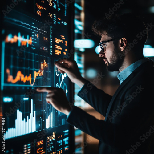 Project Management. Businessman using laptop and analysis in Project Management to drive growth, leveraging data-driven strategies, optimizing processes, and collaborating a global network.