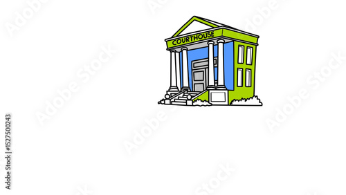 Simple courthouse illustration cartoon drawing