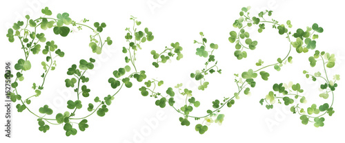 Watercolor green leaves foliage vine set isolated on black, minimalistic nature elements