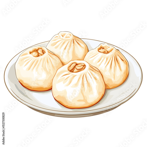 Shengjianbao Pan-Fried Dumplings on Plate