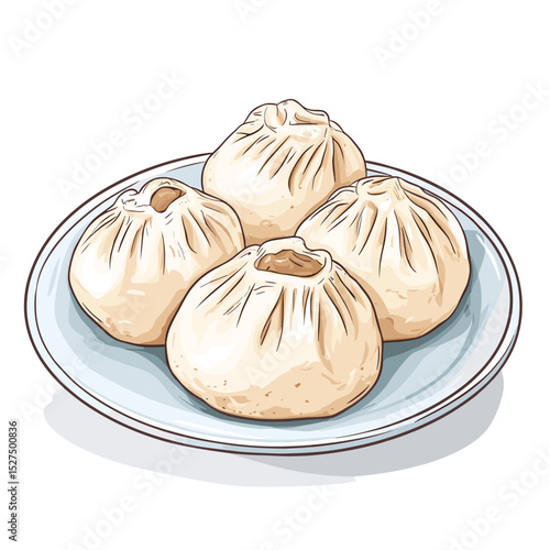 Shengjianbao Pan-Fried Dumplings on Plate