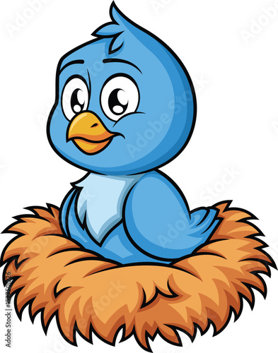 Blue Bird In A Nest Vector Image