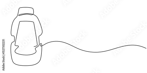 Lubricant oil and bicycle chain, Bicycle Chain Lubricant Bottle continuous one line drawing, Dropping oil, Set of tomato ketchup and mustard bottles vector one line continuous drawing illustration.