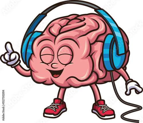Brain With Headphones Vector Image