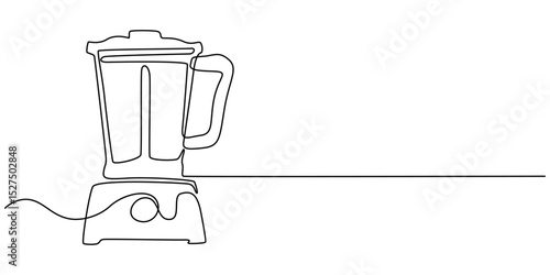 Continuous Line Drawing of Blender Icon. Hand Drawn Symbol Vector Illustration, Blender Smoothie Maker Food Processor continuous one line art drawing, One single line drawing of electric blender home.